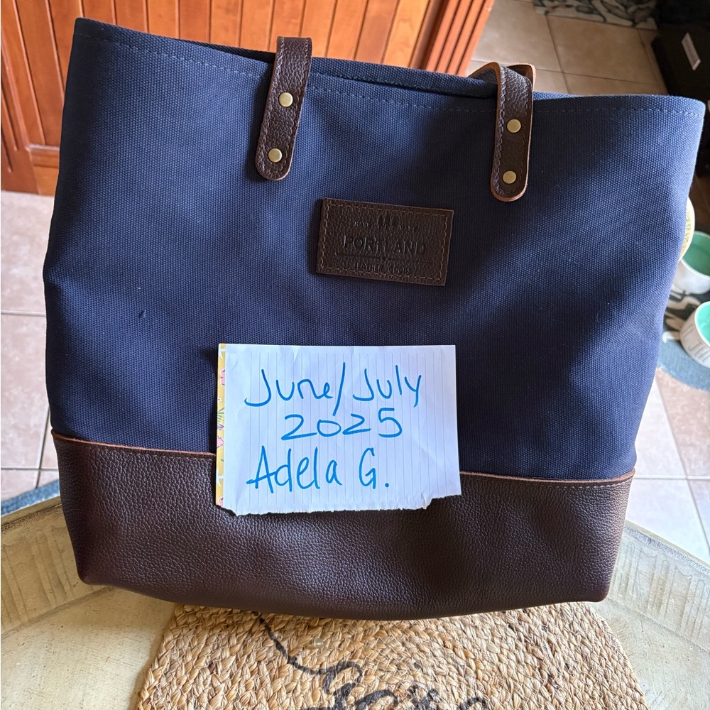 Portland Leather Navy and Chocolate Men's Tote